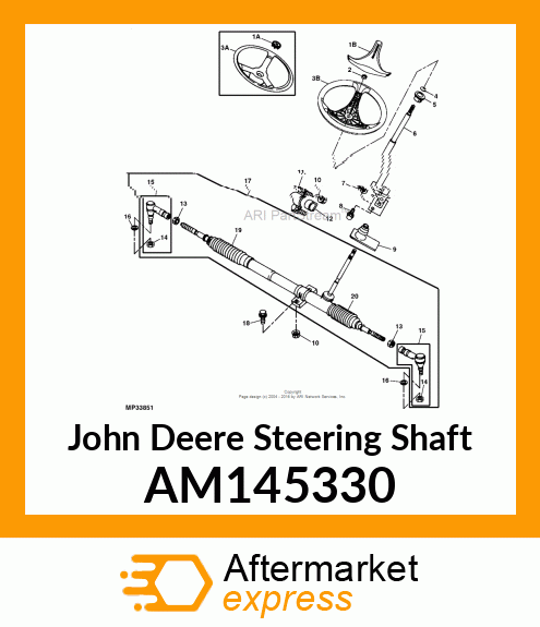 STEERING SHAFT, STEERING SHAFT KIT AM145330