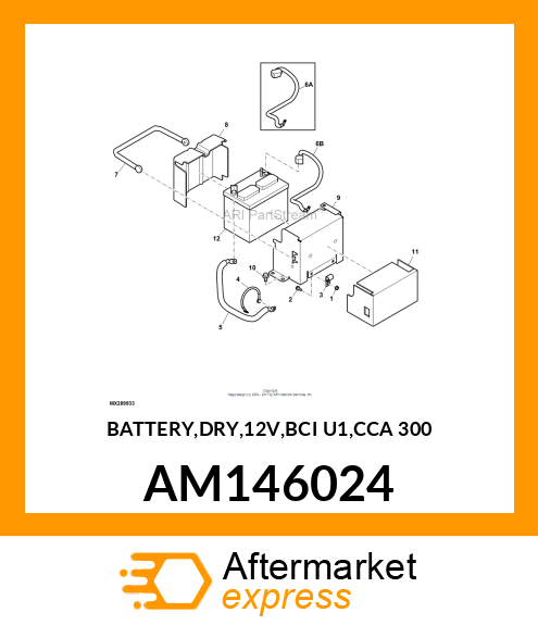 BATTERY,DRY,12V,BCI U1,CCA 300 AM146024