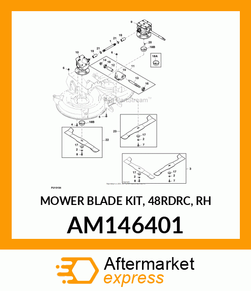 MOWER BLADE KIT, 48RDRC, RH AM146401