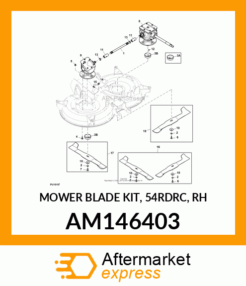 MOWER BLADE KIT, 54RDRC, RH AM146403