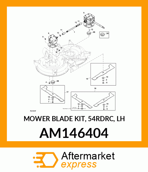 MOWER BLADE KIT, 54RDRC, LH AM146404