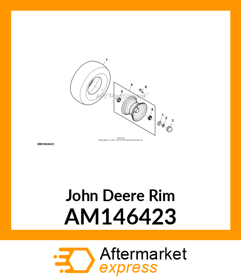 RIM, WHEEL, ASM 6" X 4.5" AM146423