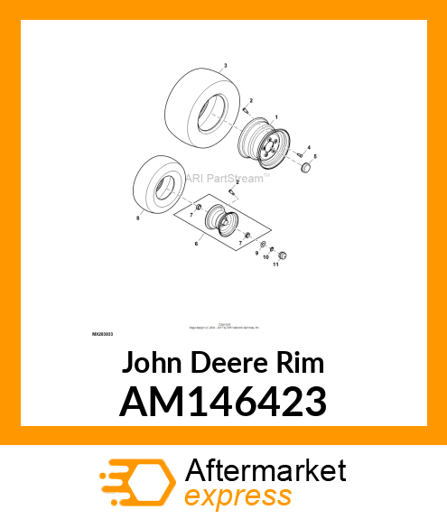 RIM, WHEEL, ASM 6" X 4.5" AM146423