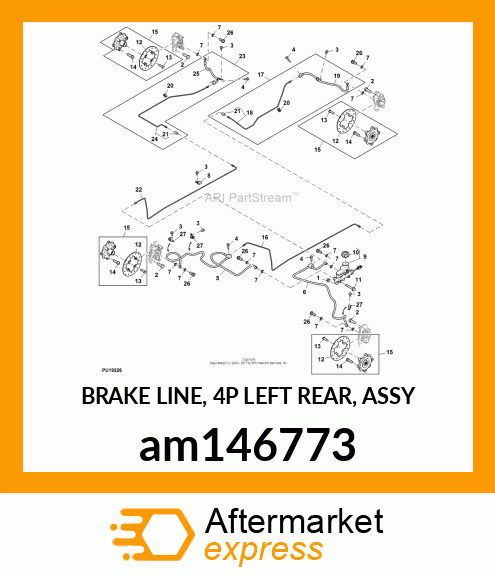 BRAKE LINE, 4P LEFT REAR, ASSY am146773