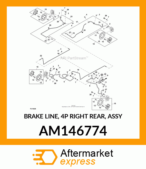 BRAKE LINE, 4P RIGHT REAR, ASSY AM146774