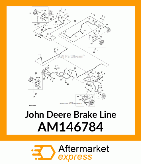 BRAKE LINE, 4PASS RR MIDDLE AM146784