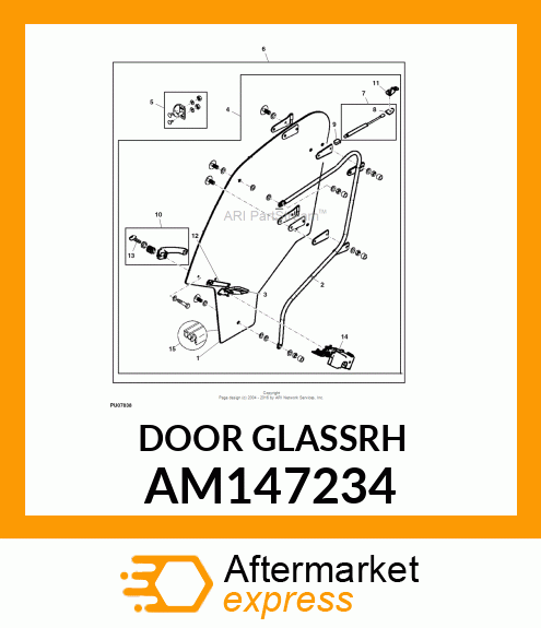 WINDOWPANE, DOOR, GLASS RH WITH SEA AM147234