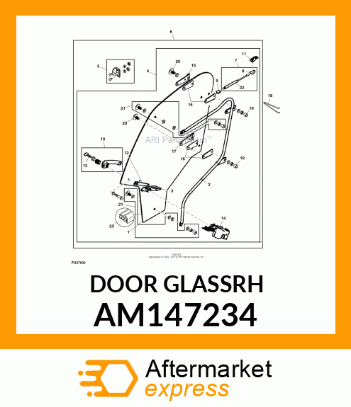 WINDOWPANE, DOOR, GLASS RH WITH SEA AM147234