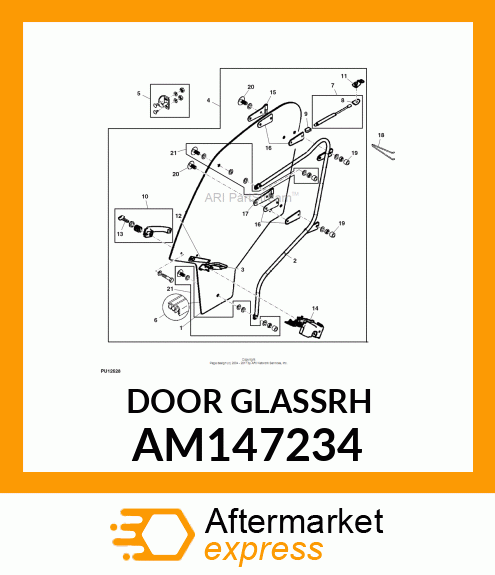 WINDOWPANE, DOOR, GLASS RH WITH SEA AM147234