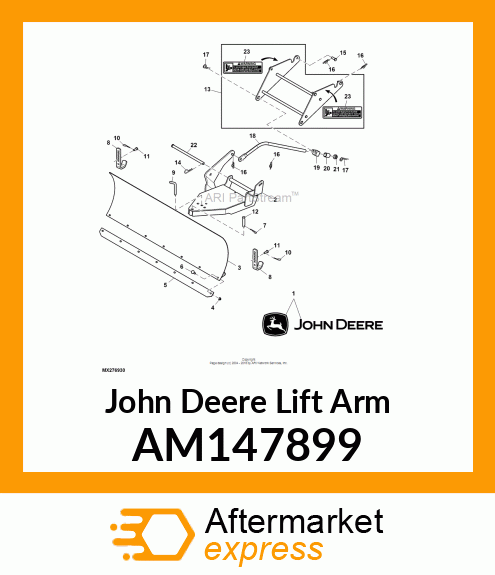 REAR LIFT ARM WELDMENT W/ LABELS AM147899