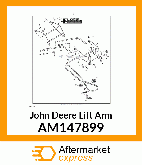 REAR LIFT ARM WELDMENT W/ LABELS AM147899