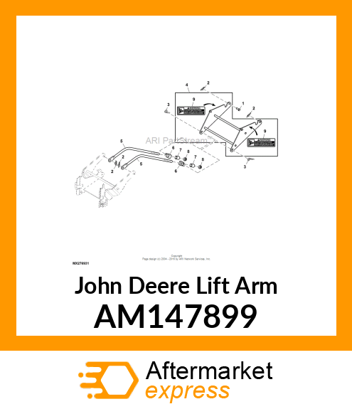 REAR LIFT ARM WELDMENT W/ LABELS AM147899