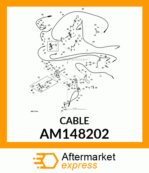 CABLE, DIFF LOCK/PARK BRAKE AM148202