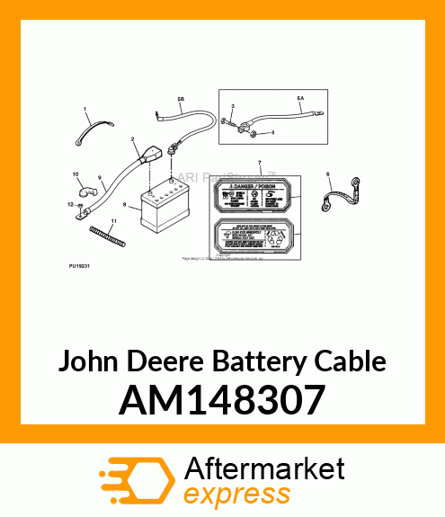 BATTERY CABLE, CABLE, POSITIVE BATT AM148307