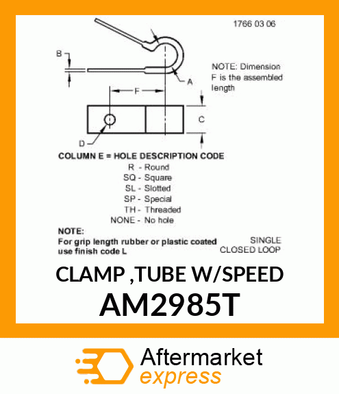CLAMP ,TUBE W/SPEED AM2985T