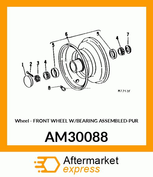 Wheel - FRONT WHEEL W/BEARING ASSEMBLED-PUR AM30088