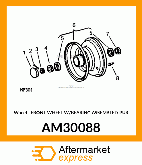 Wheel - FRONT WHEEL W/BEARING ASSEMBLED-PUR AM30088