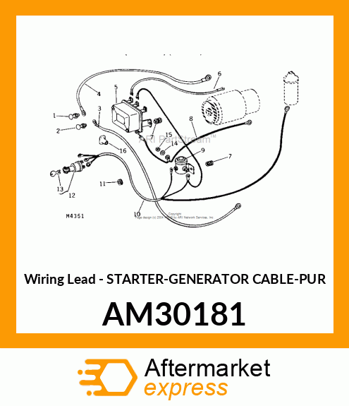 Wiring Lead - STARTER-GENERATOR CABLE-PUR AM30181