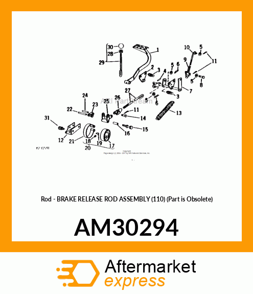 Rod - BRAKE RELEASE ROD ASSEMBLY (110) (Part is Obsolete) AM30294