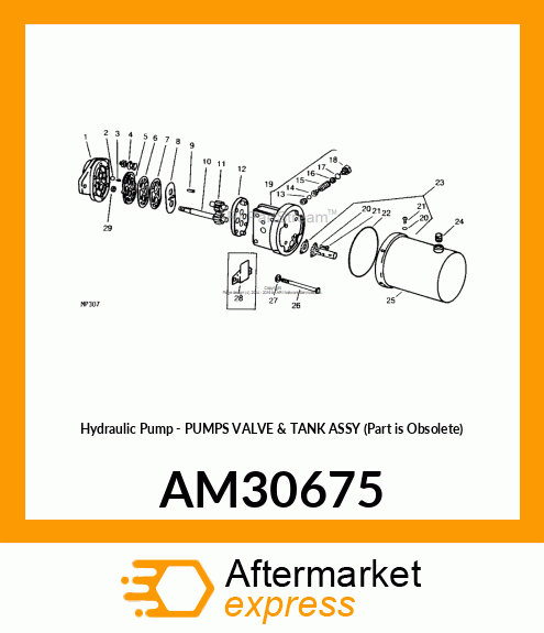 Hydraulic Pump - PUMPS VALVE & TANK ASSY (Part is Obsolete) AM30675