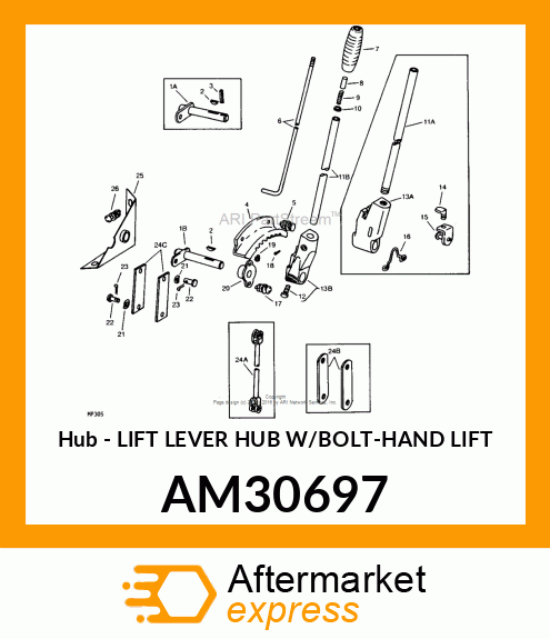 Hub - LIFT LEVER HUB W/BOLT-HAND LIFT AM30697