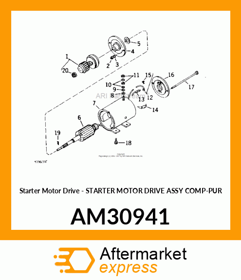 Starter Motor Drive - STARTER MOTOR DRIVE ASSY COMP-PUR AM30941