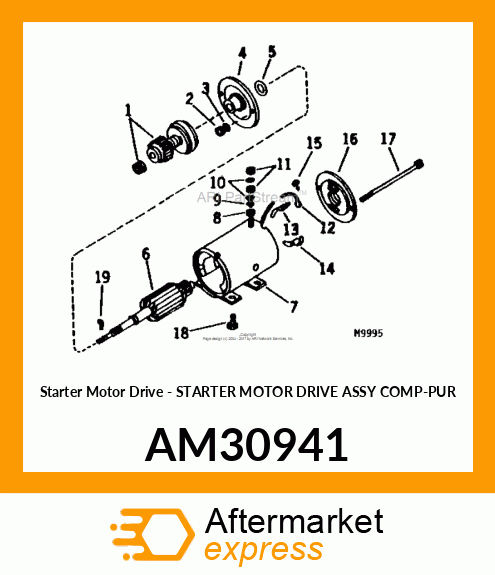 Starter Motor Drive - STARTER MOTOR DRIVE ASSY COMP-PUR AM30941