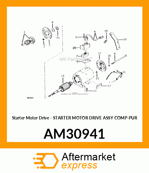 Starter Motor Drive - STARTER MOTOR DRIVE ASSY COMP-PUR AM30941