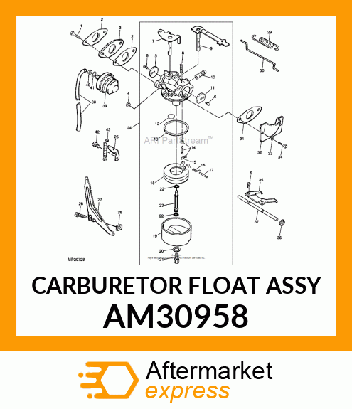 CARBURETOR FLOAT ASSY AM30958