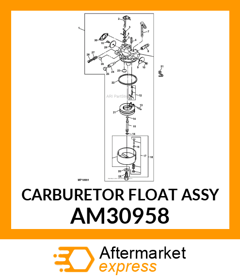 CARBURETOR FLOAT ASSY AM30958