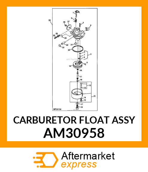 CARBURETOR FLOAT ASSY AM30958