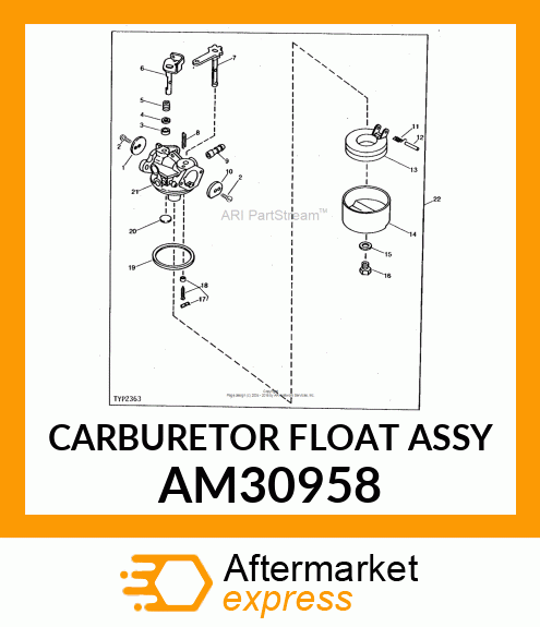 CARBURETOR FLOAT ASSY AM30958