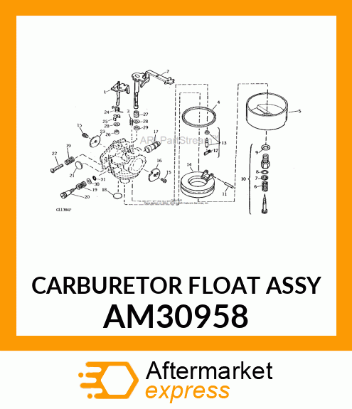 CARBURETOR FLOAT ASSY AM30958