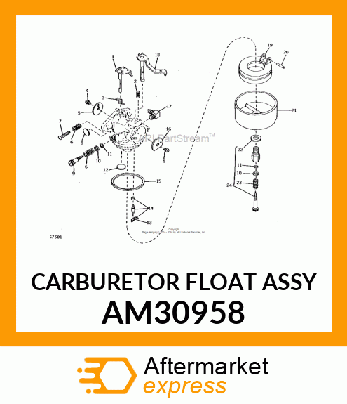 CARBURETOR FLOAT ASSY AM30958