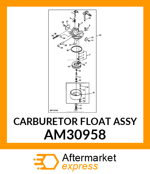 CARBURETOR FLOAT ASSY AM30958