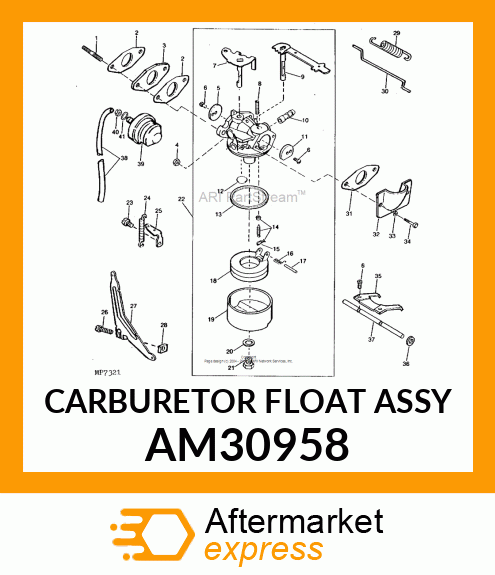 CARBURETOR FLOAT ASSY AM30958