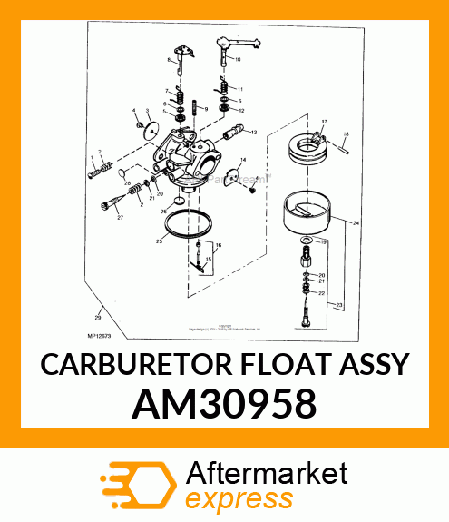 CARBURETOR FLOAT ASSY AM30958