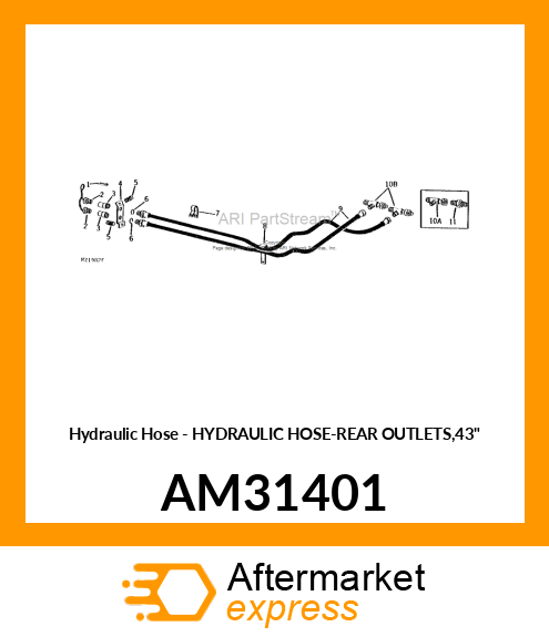 Hydraulic Hose - HYDRAULIC HOSE-REAR OUTLETS,43" AM31401