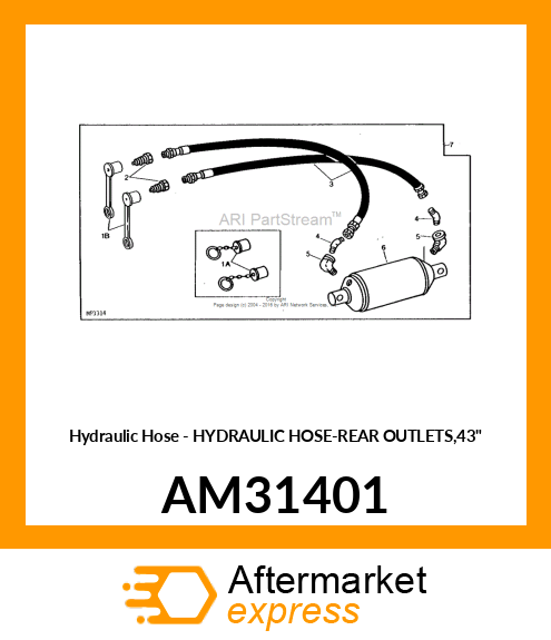 Hydraulic Hose - HYDRAULIC HOSE-REAR OUTLETS,43" AM31401