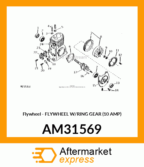 Flywheel - FLYWHEEL W/RING GEAR (10 AMP) AM31569