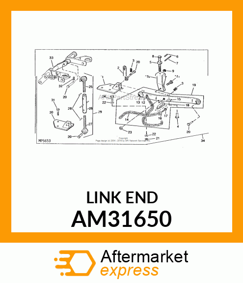 END, WELDED CENTER LINK (RH THREAD) AM31650