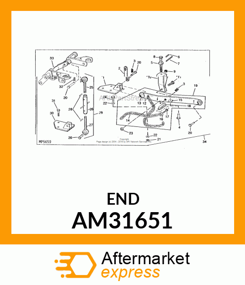 END, WELDED CENTER LINK (LH THREAD) AM31651