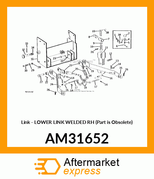 Link - LOWER LINK WELDED RH (Part is Obsolete) AM31652