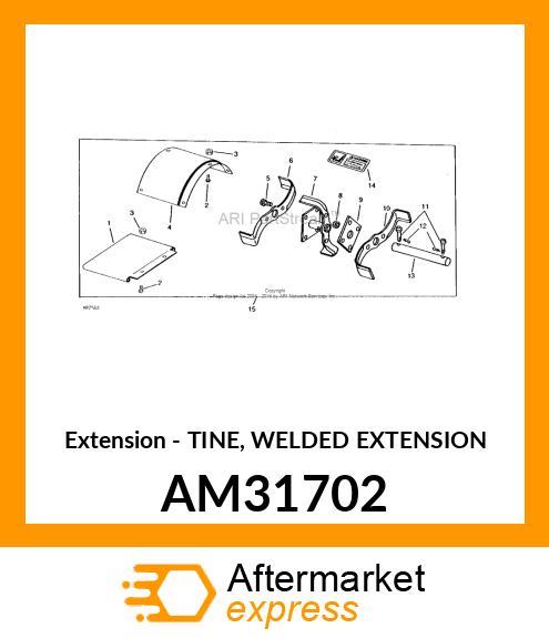 Extension - TINE, WELDED EXTENSION AM31702