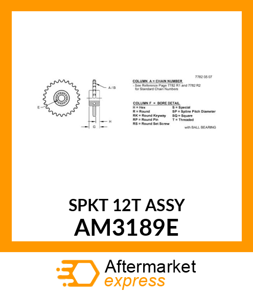 SPROCKET, IDLER W/BEARING AM3189E