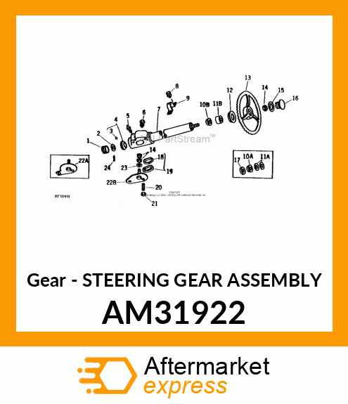 Gear - STEERING GEAR ASSEMBLY AM31922