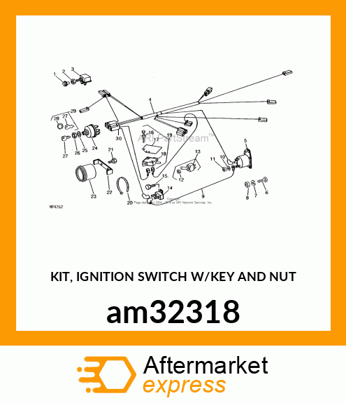 KIT, IGNITION SWITCH W/KEY AND NUT am32318