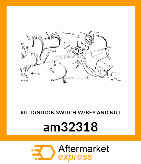 KIT, IGNITION SWITCH W/KEY AND NUT am32318