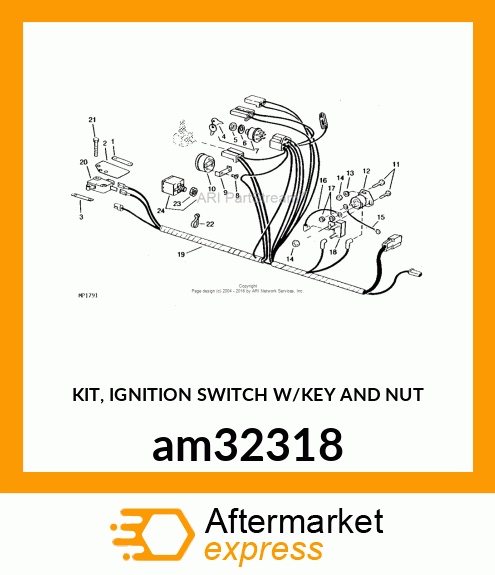 KIT, IGNITION SWITCH W/KEY AND NUT am32318