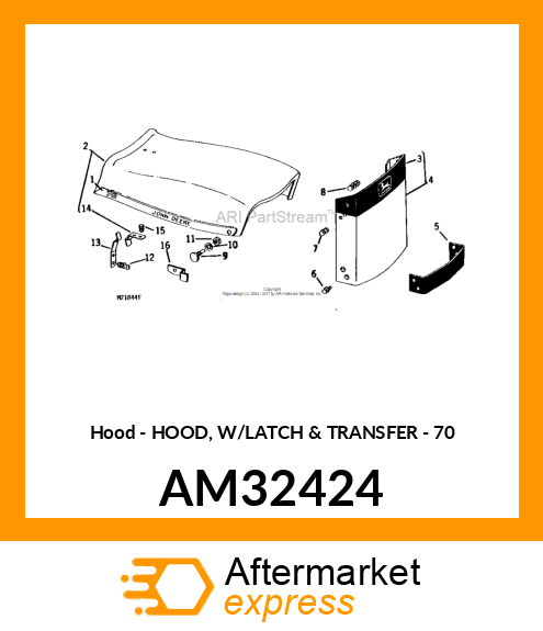 Hood - HOOD, W/LATCH & TRANSFER - 70 AM32424